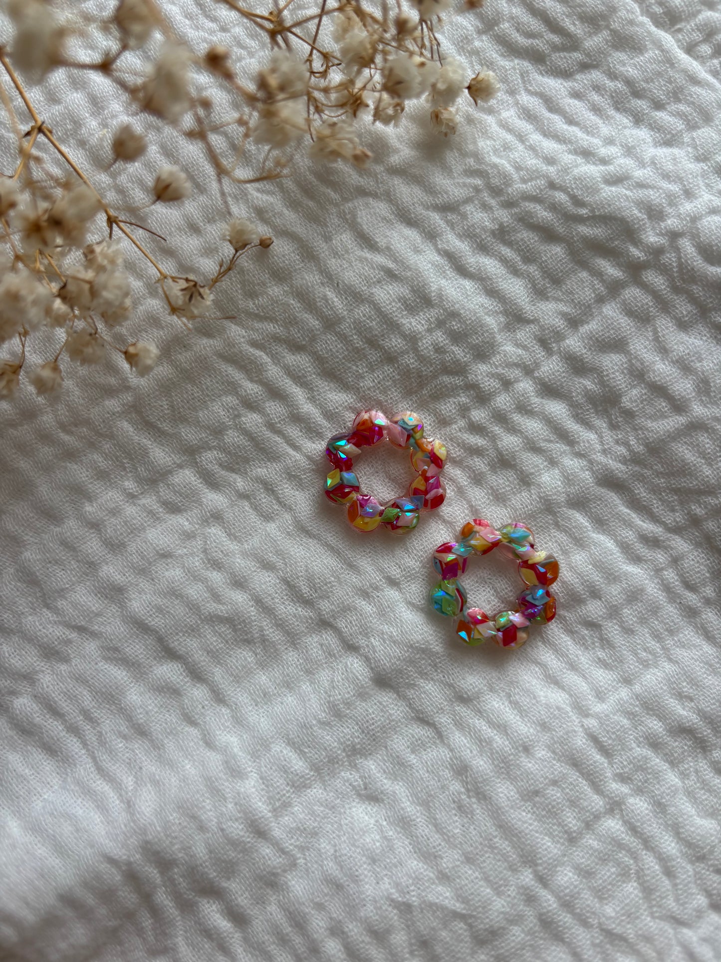 Pampilles petites fleurs plates multicolores