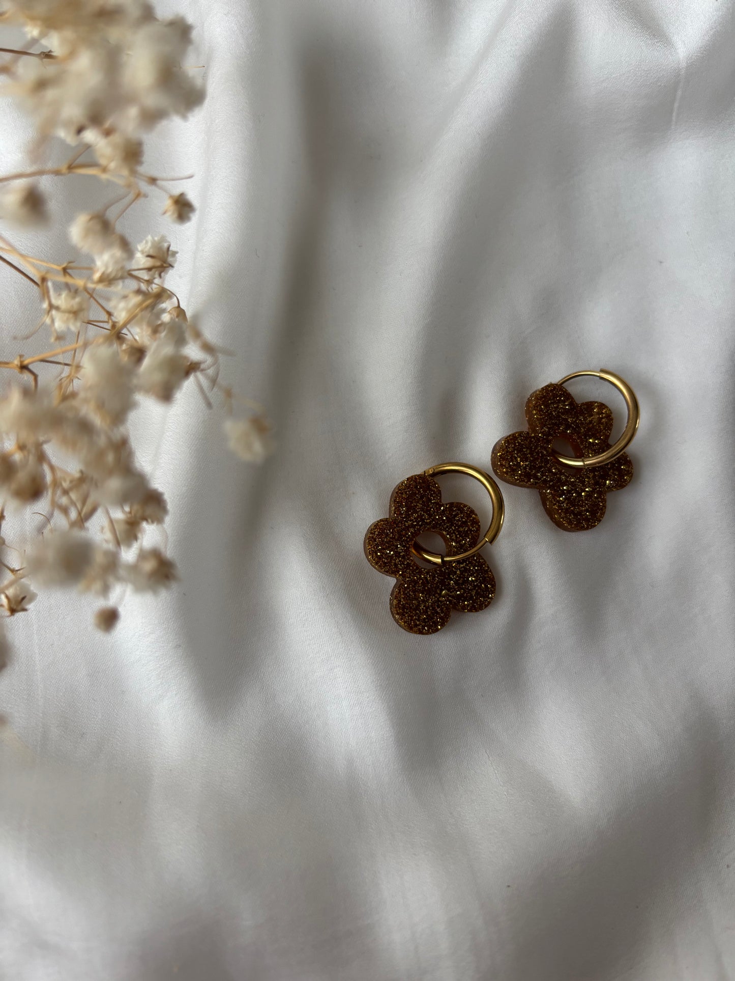 Pampilles pour créoles fleurs cuivrées