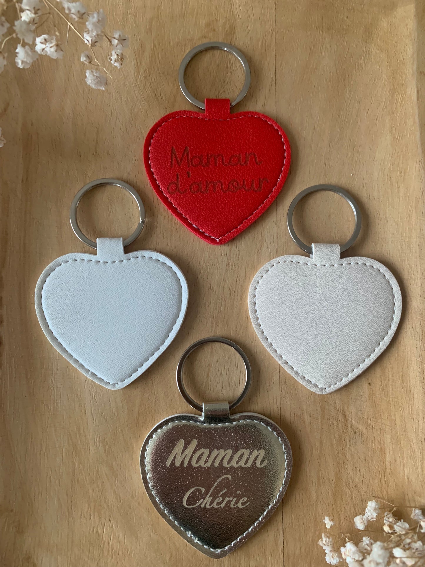 Porte clés coeur en simili cuir