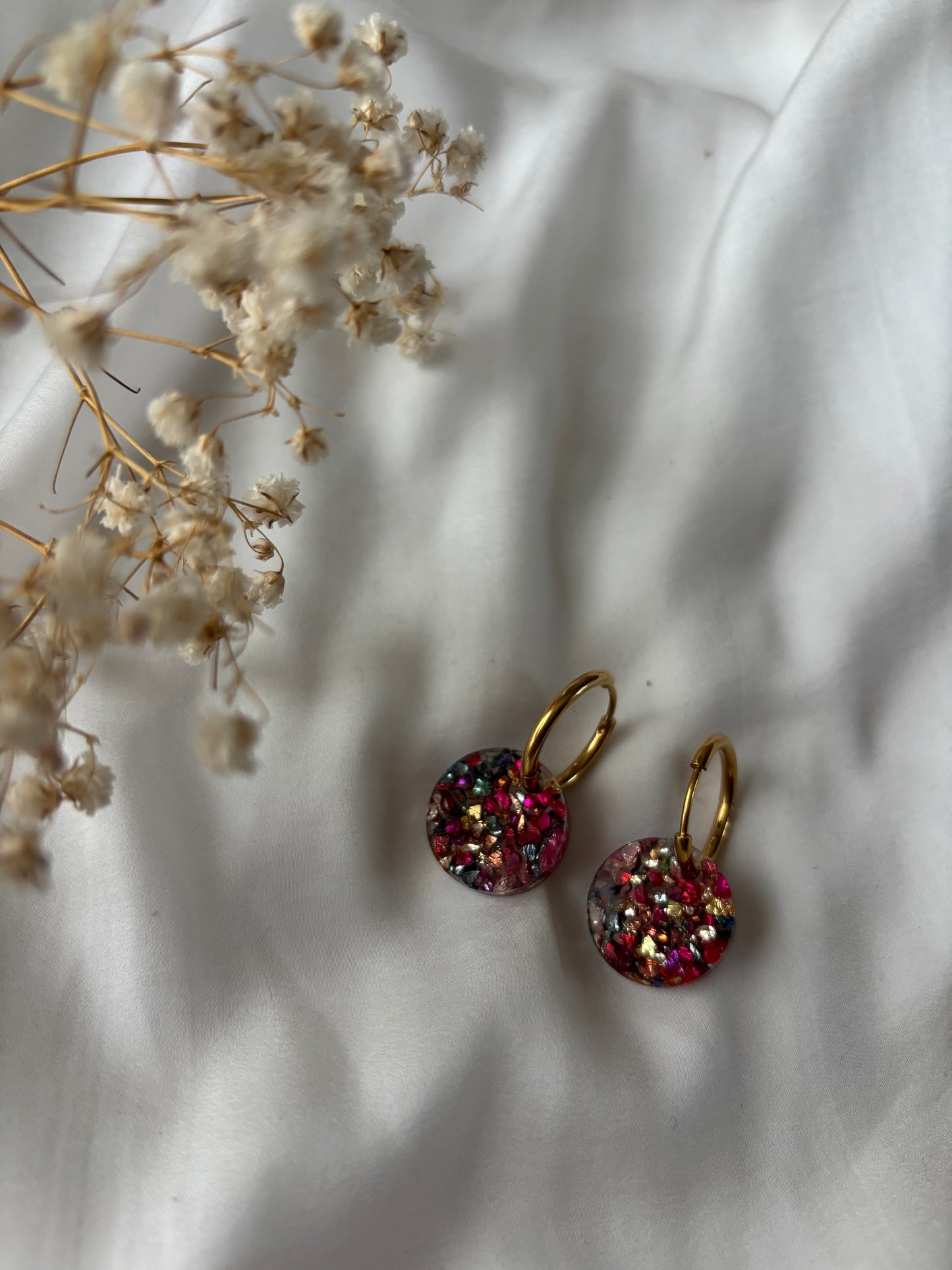 Pampilles pour créoles rond multicolores