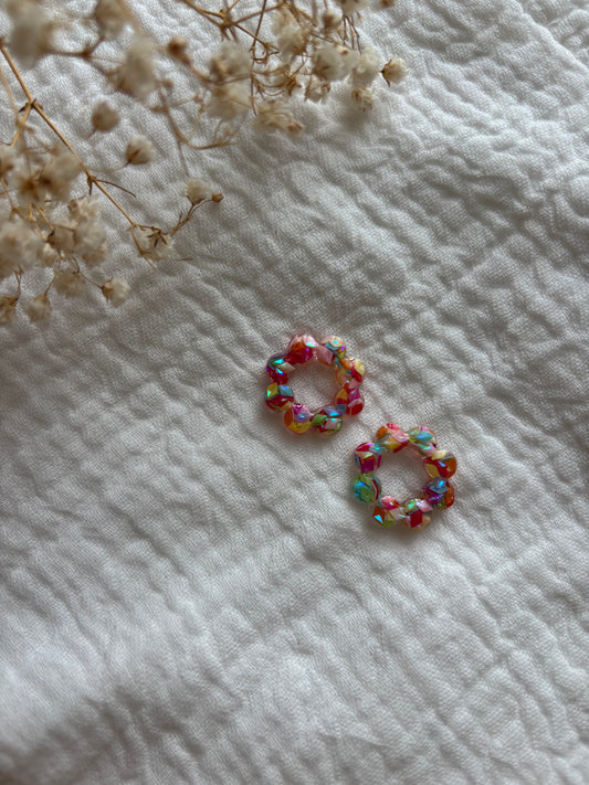 Pampilles petites fleurs plates multicolores