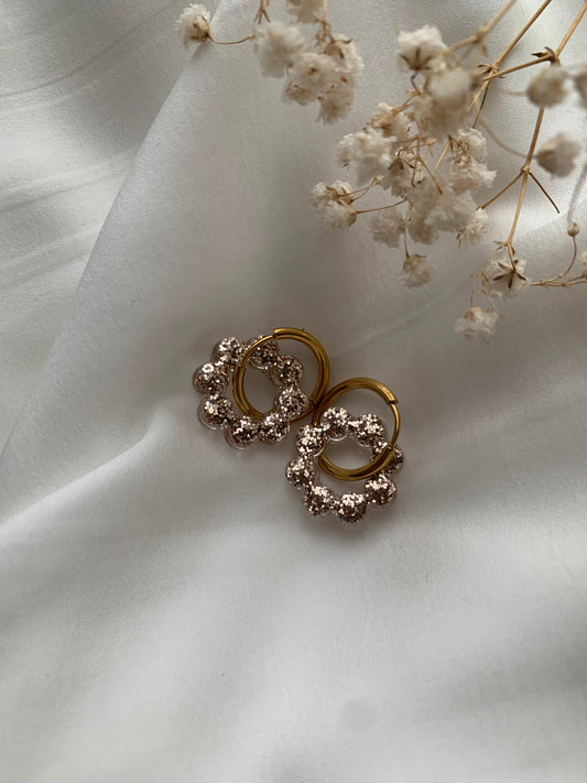 Créoles fleurs champagnes rosés