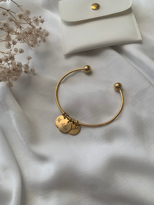 Jonc ouvert 3 breloques