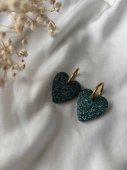 Créoles grand cœurs bleues