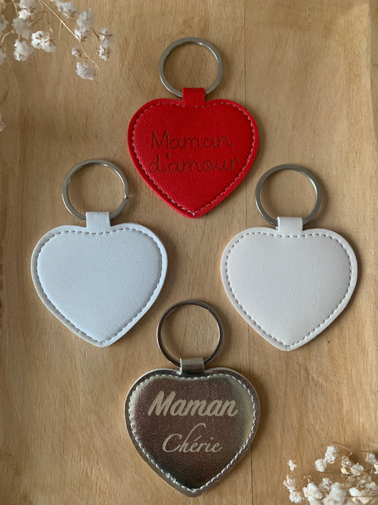 Porte clés coeur en simili cuir