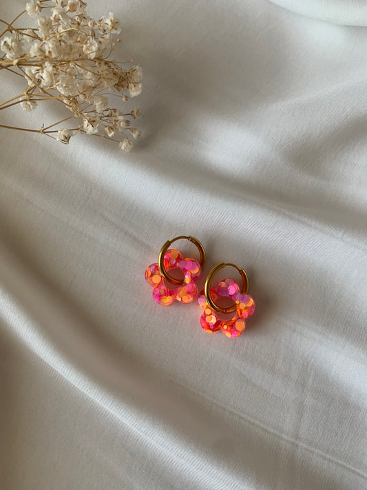 Boucles d'oreilles créoles petites fleurs