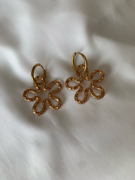 Boucles d'oreilles grandes fleurs ajourés
