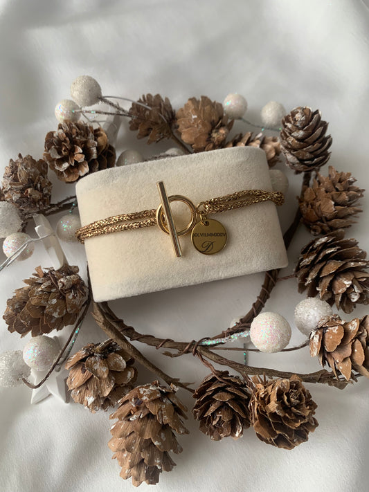 Bracelet Cordon chiné Metal doré