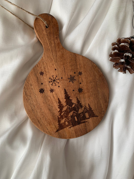 Mini planche en bois village de Noël