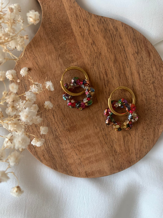 Créoles fleurs multicolores