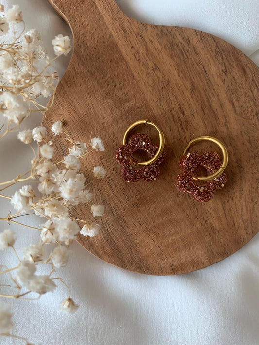 Créoles fleurs roses